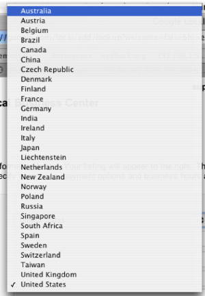 List of Countries Available