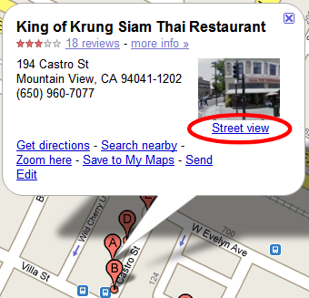 Streetview integrated with Business Listing in Maps
