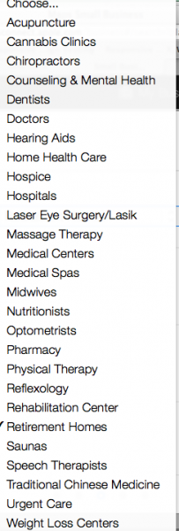 Health and Medical sub categories