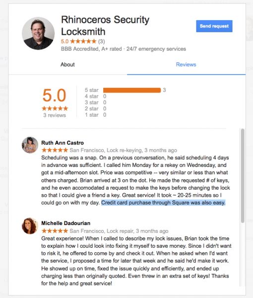 The reviews are NOT the local reviews. And it appears that the company bills directly and not through Google. 