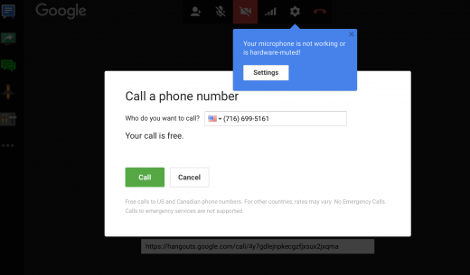 Call a Phone number via Hangouts