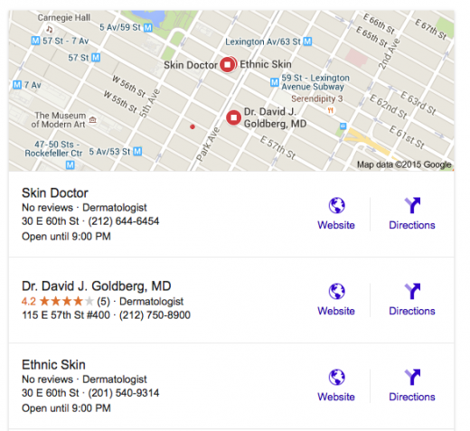 Search: Skin Doctor NYC (he gets 2 listings no less)